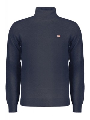 Pulover cu guler inalt bărbați, cu logo brodat, Regular fit, bleumarin, XL foto