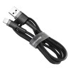Cablu Baseus USB-A la Lightning, 2.4A, Cafule Series, 1m, Negru-Gri