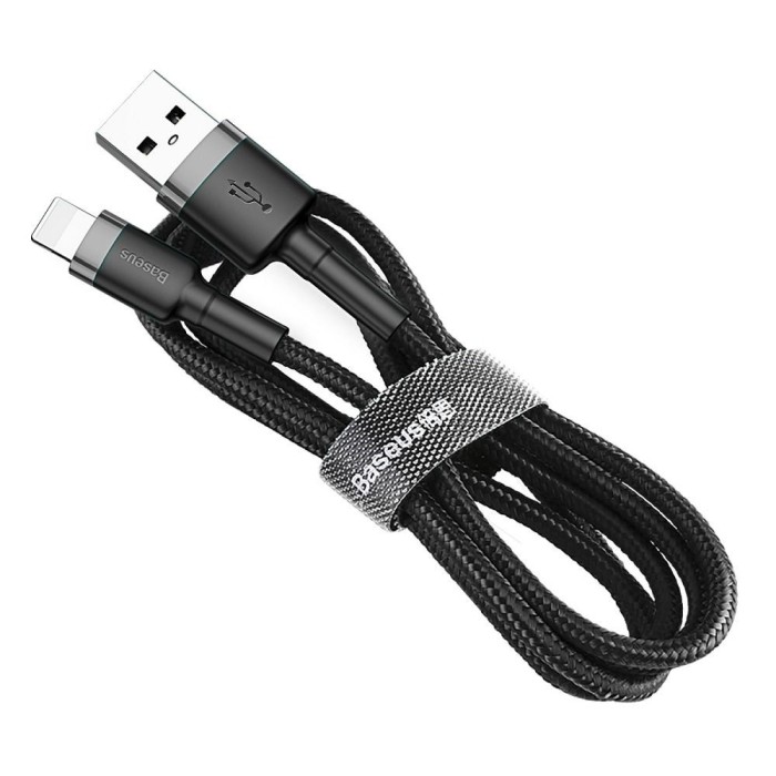 Cablu Baseus USB-A la Lightning, 2.4A, Cafule Series, 1m, Negru-Gri