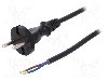 Cablu alimentare AC, 3m, 2 fire, culoare negru, cabluri, CEE 7/17 (C) mufa, PLASTROL - W-98340