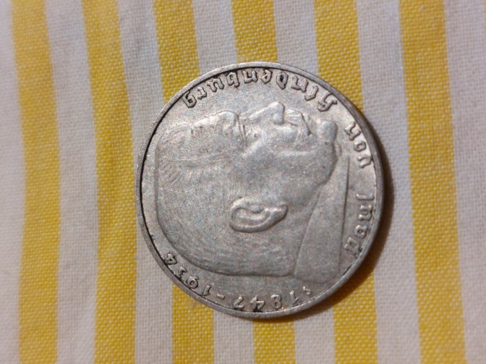 Moneda argint 2 marci, an 1936, litera J