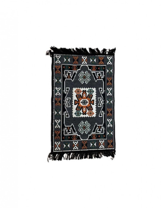 Covor gri cu model traditional multicolor 100x60 cm
