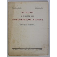 BULETINUL COMISIUNII MONUMENTELOR ISTORICE - PUBLICATIUNE TRIMESTRIALA , ANUL XX - FASC. 52 , APRILIE - IUNIE - 1927