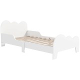 AIYAPLAY Pat Montessori pentru Copii 3-8 Ani, 143,5 x 74,5 cm, cu Bare Laterale Anti-Cădere, Model Norișor din Lemn, Alb | Aosom Romania