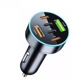 Cumpara ieftin Incarcator auto 6 in 1 cu incarcare rapida, 2 porturi USB Fast Charge QC 3.0 si 4 porturi Type-C PD 65W, negru