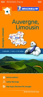Michelin Regional Maps: France: Auvergne, Limousin Map 522