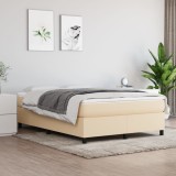 vidaXL Pat box spring cu saltea, crem, 140x200 cm, textil
