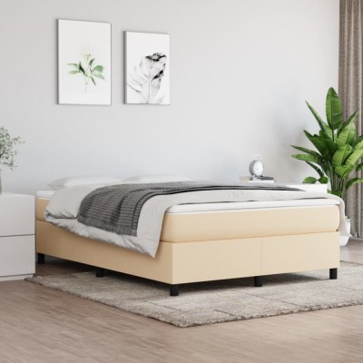 vidaXL Cadru de pat fără saltea, crem, 140x200 cm, textil 3120867 foto
