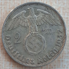(A625) MONEDA DIN ARGINT GERMANIA - 2 REICHSMARK MARK 1937, LIT. A, NAZISTA