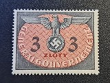 Ocupatie Polonia (1943) -Valoare Mare 3 Złoty (MNH) CLK1