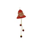 Ornament de brad clopotel, Flippy, rosu, lemn/textil, 36 cm, Oem