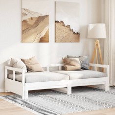 vidaXL Pat de zi fără saltea, alb, 80x200 cm, lemn masiv pin