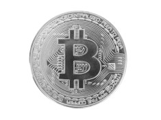 Moneda crypto pentru colectionari, GMO, Bitcoin, argintie