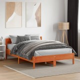 VidaXL Cadru pat fără saltea, maro ceruit, 140x190 cm, lemn masiv pin
