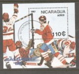 Nicaragua 1987 Olympic Winter Games perf. sheet Mi.B172 used TA.089, Stampilat