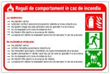Semn cu reguli de comportare in caz de incendiu