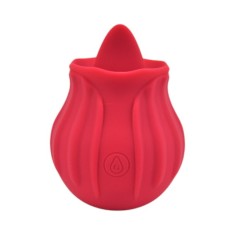 Stimulator clitoris LOVING JOY Rose, cu funcție de simulare sex oral, 10 funcții de vibrație, &icirc;n formă de trandafir, roșu