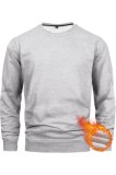 Tricouri din fleece cu guler rotund pentru bărbați, căptușite pentru căldură, pulover de bază cu m&acirc;neci lungi