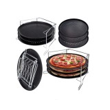 Tava pentru pizza cu strat de marmura, baza din otel, set 4 elemente, 38,5 x 24,3 x 19,6 cm, Kinghoff