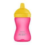 Cana cu tetina dura Philips Avent, +18 luni, roz, 300 ml, SCF804/04, Philips