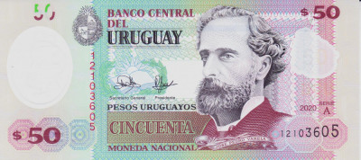 Bancnota Uruguay 50 Pesos Uruguayos 2020 - P102 UNC ( polimer ) foto