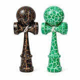 Cumpara ieftin Set de doua Kendama X Originala, Profesionala, DEPOX&reg;, Cracked, Lemn, 18 cm, verde/negru