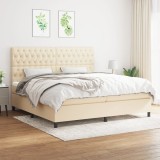 Cumpara ieftin Gossi pat box spring cu saltea, crem, 200x200 cm, textil