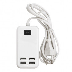 Incarcator USB 15W 3A cu cablu MRG L342, USB, 4 porturi, Alb C342