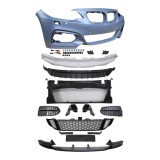 Set bara fata BMW Seria 2, 03.2021, cu 4 gauri spalator si 4 senzori parcare; grunduit, de vopsit; type M235; cu grile inferioare, cu spoiler; cu