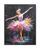 Cumpara ieftin Tablou pictat manual, Balerina, gratie, 90x70cm ulei pe panza in cutit efect 3D, gata de expus pe perete