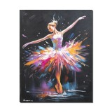 Tablou pictat manual, Balerina, gratie, 90x70cm ulei pe panza in cutit efect 3D, gata de expus pe perete