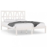 Cumpara ieftin Cadru de pat mic dublu, alb, 120x190 cm, lemn masiv de pin