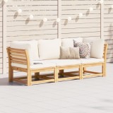 Set mobilier de gradina cu perne, 3 piese, lemn masiv acacia