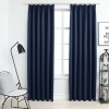 Draperii opace cu c&acirc;rlige, 2 buc., albastru, 140 x 175 cm