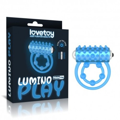 Inel erectie fosforescent cu vibratii Lumino Play 2 foto