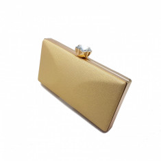 Clutch elegant, Tia accesorii, cu inchidere tip floare, auriu/sampanie foto