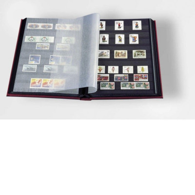 Clasor timbre 32 file/64 pagini negre, coperti groase, albastru foto