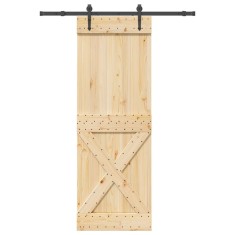 Ușă glisantă cu set de feronerie 80x210 cm, lemn masiv de pin foto