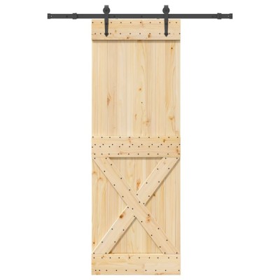 Ușă glisantă cu set de feronerie 80x210 cm, lemn masiv de pin foto