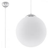 Lampă Suspendată Ugo Alb/Crom Oțel/Sticlă 1 Bec Minge Minimalist De Interior