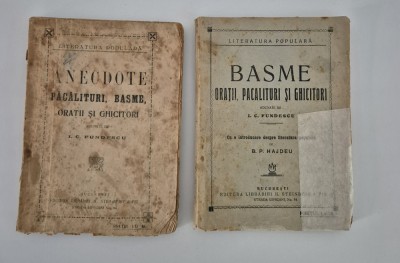 Carte veche I C Fundescu Basme Oratii Pacalituri si Ghicitori Doua volume foto