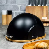 Cutie pentru paine, din acril-bambus, negru, semirotund, Klausberg