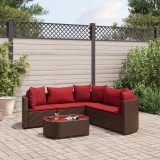 vidaXL Set canapele de grădină cu perne, 6 piese, maro, poliratan