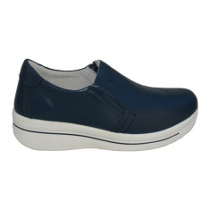 Pantof trendy cu talpa groasa si insertie de elastic, bleumarin foto