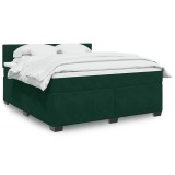 vidaXL Pat box spring cu saltea, verde &icirc;nchis, 180x200 cm, catifea 3286381