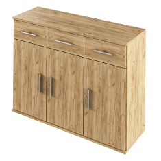 Comoda 3 usi 3 sertare mdf maro stejar artisan Resita 105x35x79.5 cm