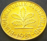 Moneda 10 PFENNIG - RF GERMANIA, anul 1981 F *cod 1402 B = A.UNC, Europa