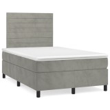 VidaXL Pat box spring cu saltea, gri deschis, 120x190 cm, catifea 3270001
