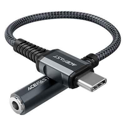 Cablu Audio Acefast USB Tip C - Mini Mufă De 3,5 Mm (femă) 18 Cm, DAC, AUX Gri (C1-07 Deep Space Gri) C1-07-C-3,5MM DEEP SPACE GRAY foto