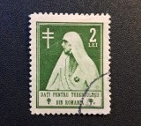 Rom&acirc;nia Regat - Emisiunea de Asistență Socială "Anti-Tuberculoză" (1930&ndash;1936) - 2 LEI Verde ("Regina Maria - Sora Medicală", Dintelat, Ștampilat) RO2